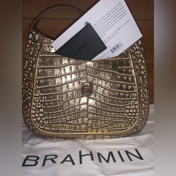 NWT BRAHMIN Small Johanna Shoulder Bag Nutmeg Opulust GOLD One-of-a-Kind - Picture 4 of 12